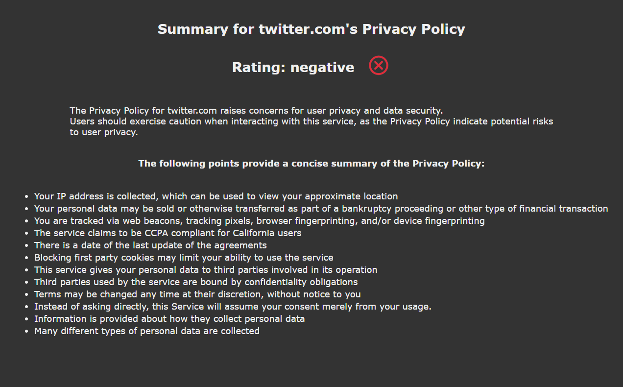 A screenshot of a webpage with a produced summary and rating